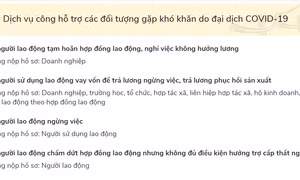 Xử lý hồ sơ dịch vụ công hỗ trợ đối tượng gặp khó khăn do đại dịch COVID-19 trên Cổng Dịch vụ công Quốc gia
