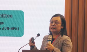 PGS.TS Thunwadee Susaroj (Viện Phát triển y tế ASEAN, Đại học Mahidol, Thái Lan) phát biểu tại hội thảo. Ảnh: daibieunhandan.vn