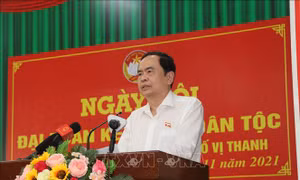 Phó Chủ tịch Thường trực Quốc hội Trần Thanh Mẫn phát biểu tại Ngày hội. Ảnh: Hồng Thái - TTXVN