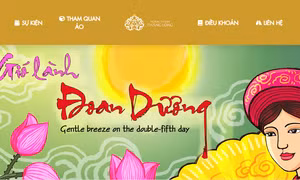 Giao diện trang trungbayonline.hoangthanhthanglong.vn giới thiệu triển lãm "Tết Đoan Ngọ xưa và nay - Gió lành Đoan Dương”. Ảnh: DTMN