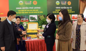 Huyện Phú Lương tham gia trưng bày sản phẩm OCOP tại Hội nghị đánh giá kết quả thực hiện Đề án “Mỗi xã một sản phẩm” của tỉnh diễn ra vào cuối tháng 12-2021. Ảnh: baothainguyen.vn