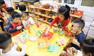 Học sinh trường Mẫu giáo Mầm non A, quận Hoàn Kiếm (ảnh tư liệu). Ảnh: Thanh Tùng - TTXVN