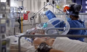 Điều trị cho bệnh nhân nhiễm COVID-19 tại bệnh viện ở Cordoba, Argentina. Ảnh: AFP/TTXVN