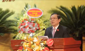 Đồng chí Lại Xuân Môn tái đắc cử Bí thư Tỉnh ủy Cao Bằng khóa XIX, nhiệm kỳ 2020-2025. Ảnh: Chu Hiệu - TTXVN.