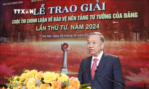 Phát biểu của Tổng Bí thư, Chủ tịch nước Tô Lâm tại Lễ trao giải Cuộc thi chính luận về Bảo vệ nền tảng tư tưởng của Đảng lần thứ Tư, năm 2024