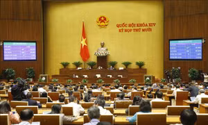 Quốc hội biểu quyết thông qua việc bổ sung nội dung vào chương trình kỳ họp thứ 10. Ảnh: Doãn Tấn - TTXVN