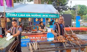 Những món ăn đặc trưng của đồng bào bản địa tại “Tuần lễ văn hóa ẩm thực” ở Gia Lai. Ảnh: Hoài Nam – TTXVN