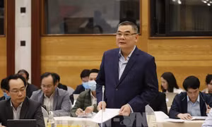 Trung tướng Tô Ân Xô, Chánh Văn phòng, Người Phát ngôn Bộ Công an tại cuộc họp Chính phủ thường kỳ. Ảnh: TTXVN