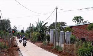 Đường giao thông nông thôn ở thôn Đoàn Kết, xã Bờ Ngoong, huyện Chư Sê, tỉnh Gia Lai được xây dựng khang trang sạch đẹp. Ảnh: Vũ Sinh - TTXVN