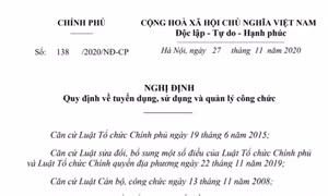 Ban hành Nghị định quy định về tuyển dụng, sử dụng và quản lý công chức