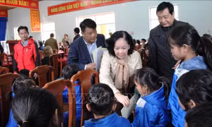 Trưởng ban Dân vận Trung ương Trương Thị Mai thăm đồng bào vùng sạt lở núi xã Trà Leng (Quảng Nam)