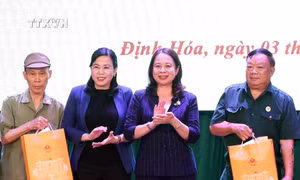 Quyền Chủ tịch nước Võ Thị Ánh Xuân thăm, tặng quà người có công và trẻ em tại Thái Nguyên