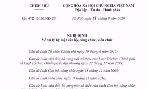 Quy định mới về xử lý kỷ luật cán bộ, công chức, viên chức