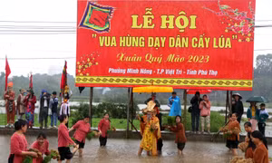 Độc đáo Lễ hội Vua Hùng dạy dân cấy lúa ở Phú Thọ