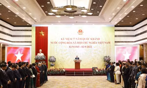 Chủ tịch nước Nguyễn Xuân Phúc phát biểu tại buổi lễ. Ảnh: Thống Nhất - TTXVN