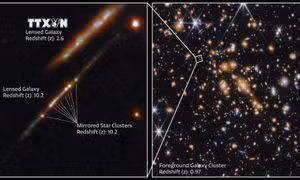 Những cụm sao nằm trong thiên hà Cosmic Gems Arc. Ảnh: ESA/TTXVN