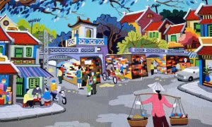 Tác phẩm “Ô Quan Chưởng” được thể hiện qua tranh thêu len. Ảnh: nhandan.vn