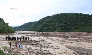 Bản Mường Pồn 1, xã Mường Pồn,tan hoang sau trận lũ quét. Ảnh: Xuân Tư - TTXVN