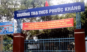 Trường Tiểu học & Trung học Cơ sở Phước Kháng tại xã Phước Kháng (Thuận Bắc, Ninh Thuận). Ảnh: TTXVN phát