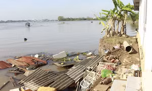 Vĩnh Long: Sạt lở làm 13 căn nhà rơi xuống sông