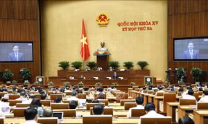 Chiều 6/6/2022, Quốc hội họp phiên toàn thể tại hội trường để biểu quyết thông qua Nghị quyết về Chương trình giám sát của Quốc hội năm 2023; thảo luận về tổng kết, đánh giá tổng thể tình hình thực hiện Nghị quyết số 66/2013/QH13 và kế hoạch triển khai dự