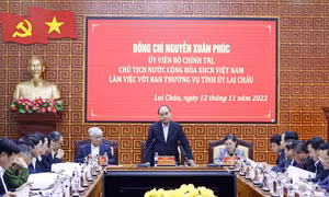 Chủ tịch nước Nguyễn Xuân Phúc phát biểu chỉ đạo. Ảnh: Thống Nhất - TTXVN
