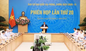Thủ tướng Phạm Minh Chính chủ trì Phiên họp lần thứ 20 Ban Chỉ đạo quốc gia phòng, chống dịch COVID-19. Ảnh: Dương Giang - TTXVN