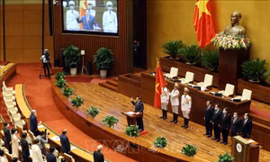 Quang cảnh Lễ tuyên thệ. Ảnh: Phạm Kiên - TTXVN