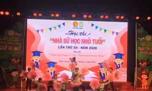 Hội thi “Nhà sử học nhỏ tuổi” của tỉnh Bình Dương năm 2020. Ảnh: tuoitrebinhduong.vn
