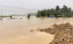 Bình Định: Mưa lớn ở huyện An Lão, gây ngập úng 14 điểm, giao thông chia cắt