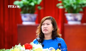 Bà Nguyễn Thị Ngọc Điệp, Thành ủy viên, Bí thư Quận ủy Thốt Nốt được bầu giữ chức vụ Phó Chủ tịch UBND thành phố Cần Thơ. Ảnh: Ngọc Thiện - TTXVN
