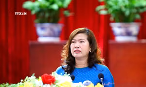 Bà Nguyễn Thị Ngọc Điệp, Thành ủy viên, Bí thư Quận ủy Thốt Nốt được bầu giữ chức vụ Phó Chủ tịch UBND thành phố Cần Thơ. Ảnh: Ngọc Thiện - TTXVN