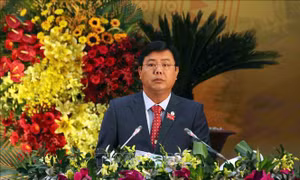 Đồng chí Nguyễn Tiến Hải, Bí thư Tỉnh ủy khóa XV tái đắc cử chức danh Bí thư Tỉnh ủy Cà Mau khóa XV. Ảnh: Kim Há - TTXVN