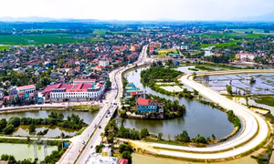 Thị trấn Thạch Hà qua góc máy flycam. Ảnh: Huy Tùng/baohatinh.vn