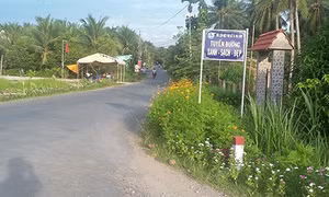 Tuyến đường xanh - sạch - đẹp tại Huyện lộ 23B được Hội Phụ nữ xã Hòa Định (huyện Chợ Gạo, tỉnh Tiền Giang) vận động hội viên phụ nữ trồng hoa. Ảnh: tiengiang.gov.vn