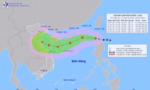 Hướng đi của bão NESTA chiều 16/10. Ảnh: TTXVN phát