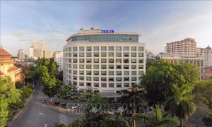 Tòa nhà Thông tấn nổi bật - là ngôi nhà chung của các thế hệ thông tấn. Ảnh: Phạm Tuấn Anh-TTXVN