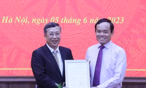 Phó Thủ tướng Trần Lưu Quang trao quyết định bổ nhiệm Thứ trưởng Bộ Nông nghiệp và Phát triển nông thôn cho ông Hoàng Trung. Ảnh: Lâm Khánh – TTXVN