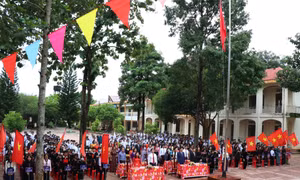 Lễ Chào cờ Khai giảng năm học 2022-2023 tại Trường trung học phổ thông Dân tộc nội trú N'Trang Lơng, thành phố Buôn Ma Thuột, Đắk Lắk. Ảnh: Tuấn Anh – TTXVN