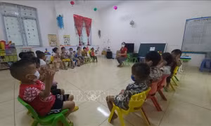 Học sinh Trường Mầm non xã Niêm Sơn, huyện Mèo Vạc (Hà Giang). Ảnh: Nguyễn Chiến-TTXVN
