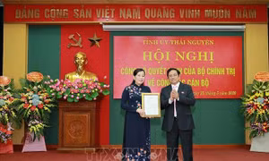 Trưởng Ban Tổ chức Trung ương Phạm Minh Chính trao Quyết định số 2139-QĐNS/TW ngày 20/5/2020 của Bộ Chính trị điều động, phân công, chỉ định đồng chí Nguyễn Thanh Hải giữ chức Bí thư Tỉnh ủy Thái Nguyên nhiệm kỳ 2015 - 2020. Ảnh: Quân Trang - TTXVN