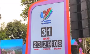 Màn hình đếm ngược 31 ngày tới SEA Games 31. Ảnh: Tuấn Đức – TTXVN