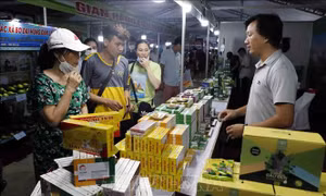  Khách tham quan mua sắm tại hội chợ. Ảnh: Trần Việt - TTXVN