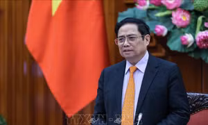 Thủ tướng Phạm Minh Chính chủ trì cuộc họp. Ảnh: Dương Giang-TTXVN