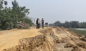 Khẩn trương tìm giải pháp khắc phục sự cố sạt lở đê tả sông Càn