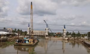 Công trình cống Phú Phong (Châu Thành, Tiền Giang). Ảnh: Minh Trí - TTXVN