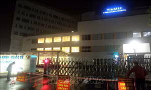 Lệnh phong tỏa được thực hiện tại Bệnh viện quốc tế Vinmec Hải Phòng. Ảnh: An Đăng - TTXVN