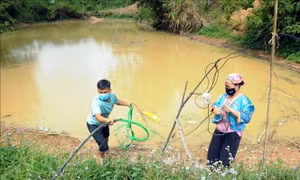 Để có nước phục vụ cho việc tắm, giặt, rửa rau… người dân ở nhóm 4 phải dựa vào nước ao, nước giếng đào. Tuy nhiên, những nguồn nước này không đảm bảo vệ sinh và đang ngày một cạn kiệt. Ảnh: Quang Quyết