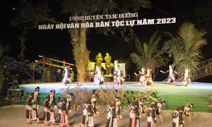 Biểu diễn nghệ thuật tại lễ khai mạc Ngày hội Văn hóa dân tộc Lự ở xã Bản Hon, huyện Tam Đường, tỉnh Lai Châu. Ảnh: Nguyễn Oanh - TTXVN