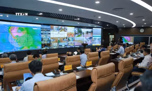 Phó Thủ tướng Chính phủ Trần Hồng Hà họp ứng phó với bão số 6 (bão TRAMI). Ảnh: TTXVN